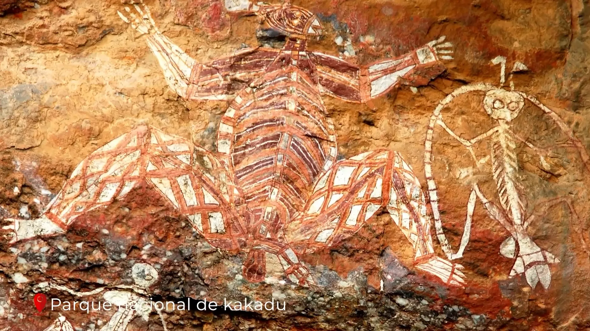 Ancient Aboriginal rock art panel in Kakadu