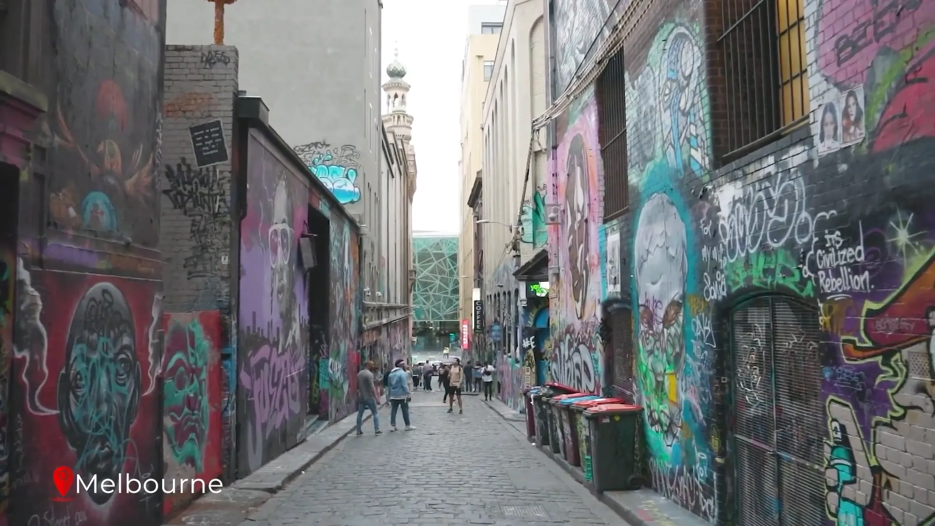 Colorful street art in Hozier Lane, Melbourne