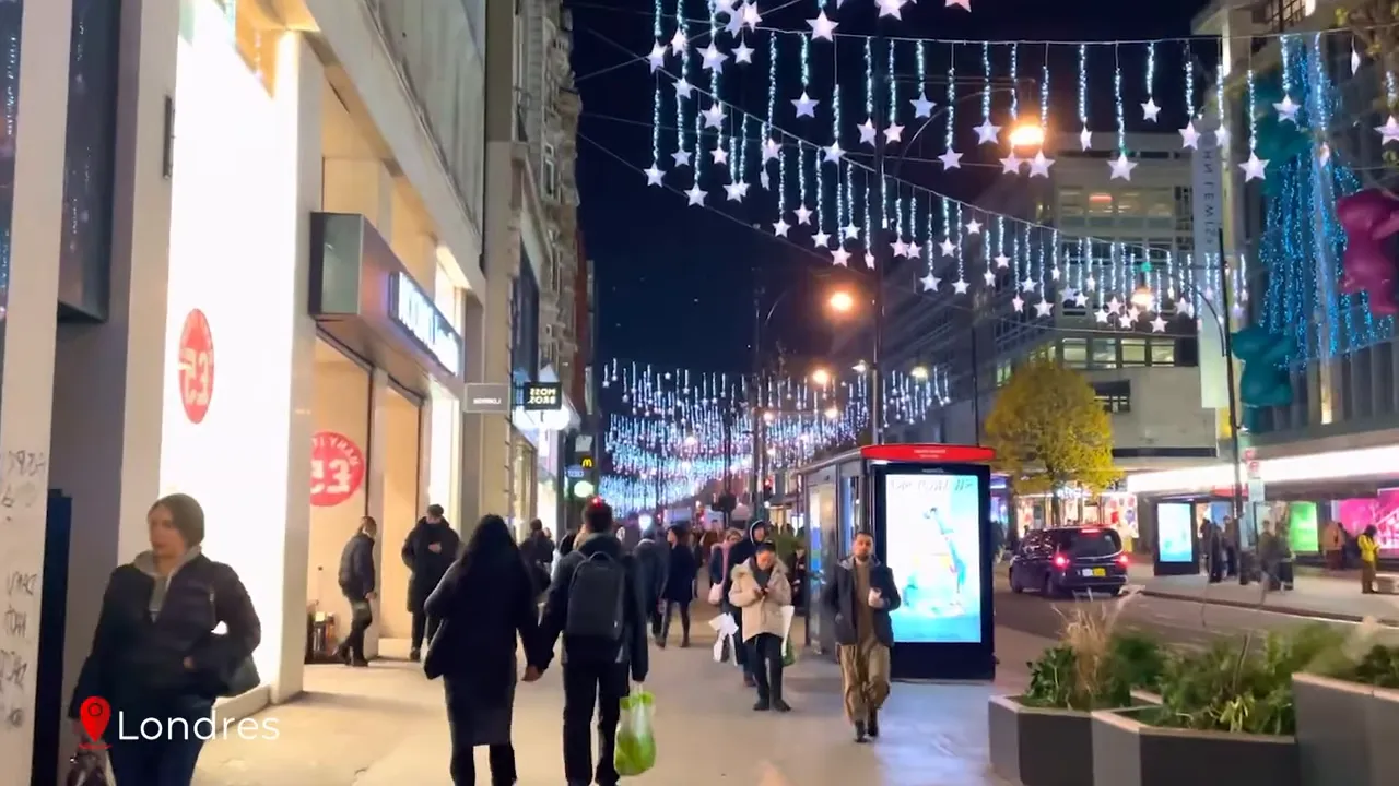 Oxford Street illuminated by Christmas lights