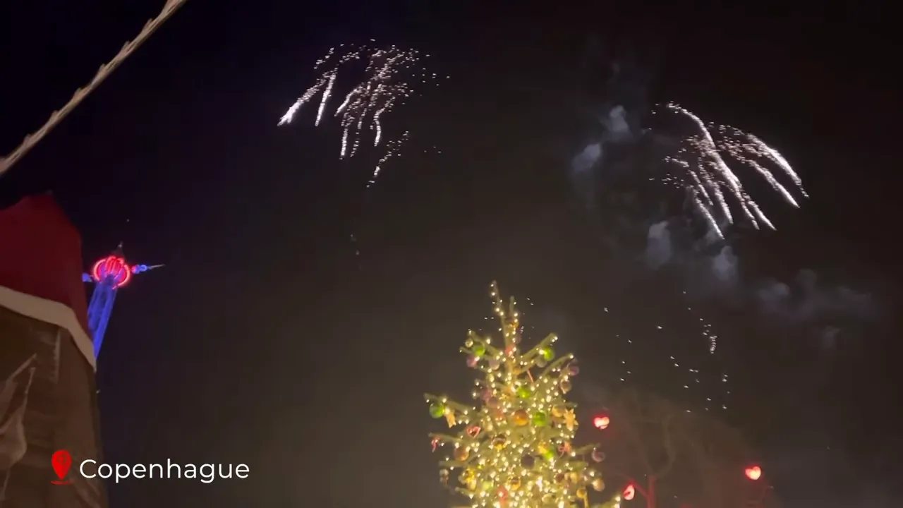 Tivoli Gardens historic carousel at night