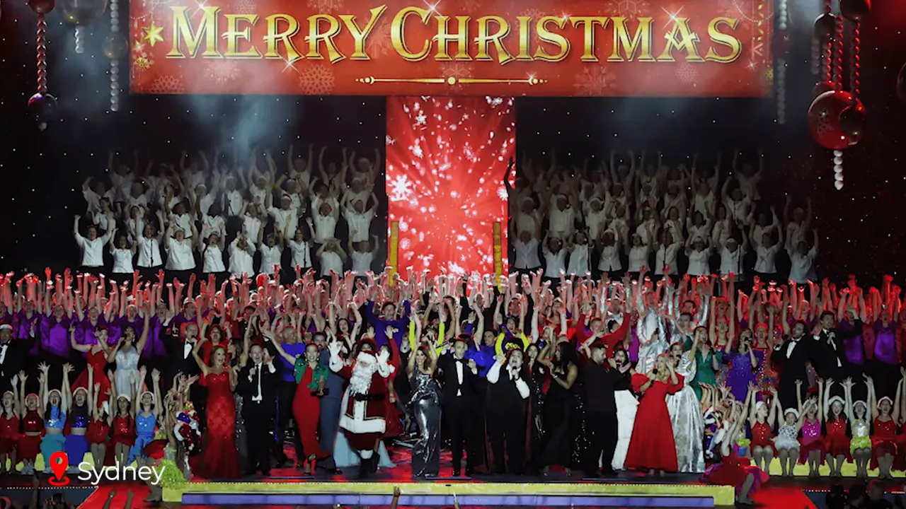 Crowd singing at Carols in the Domain in Sydney