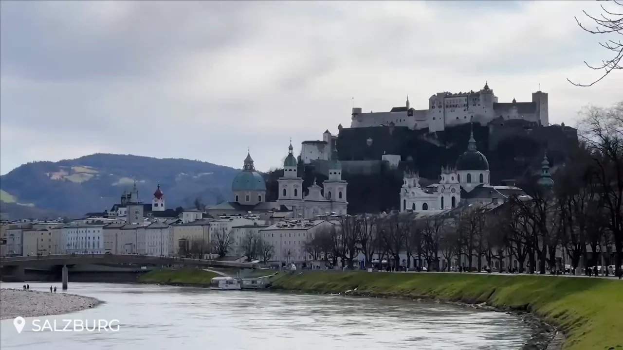 Hohensalzburg Fortress rising above the River Salzach