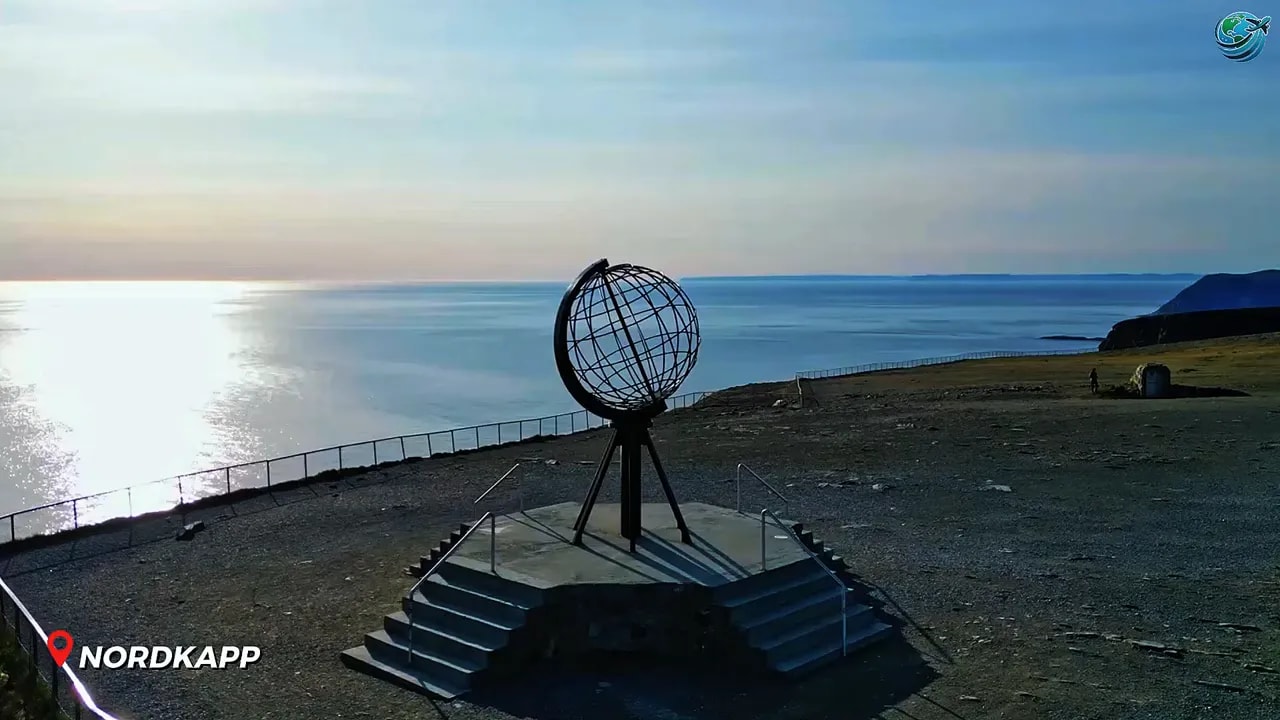 Globe monument on North Cape above Arctic Ocean